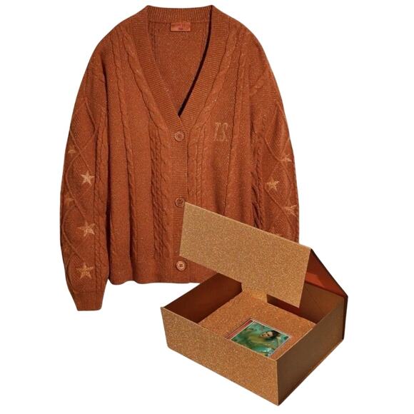 Taylor Swift Life of a Showgirl Glitter Orange Cardigan Box Set sz XS / S NEW - Picture 1 of 5